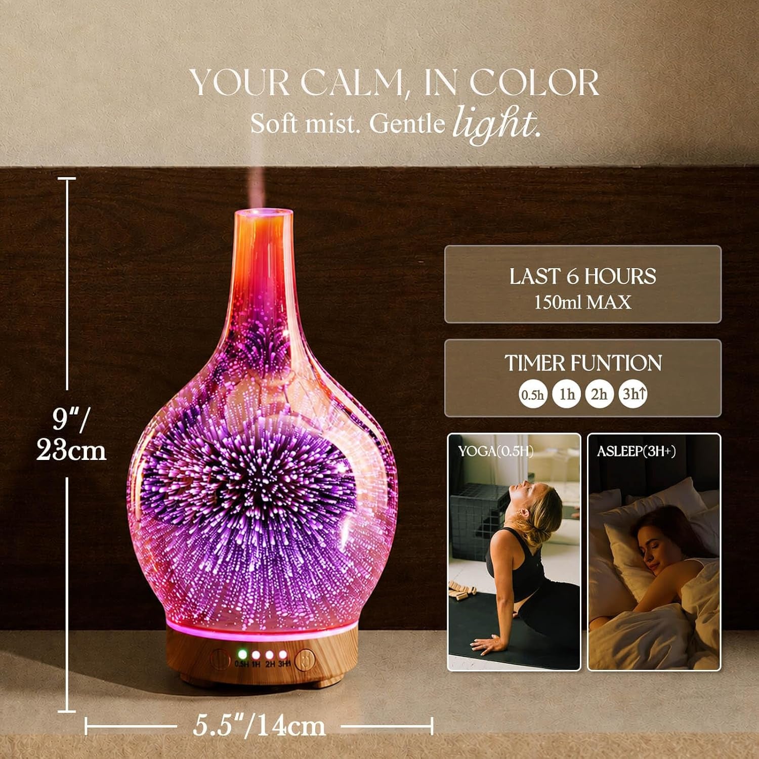150Ml Handmade Essential Oil Diffuser 6H Runtime
